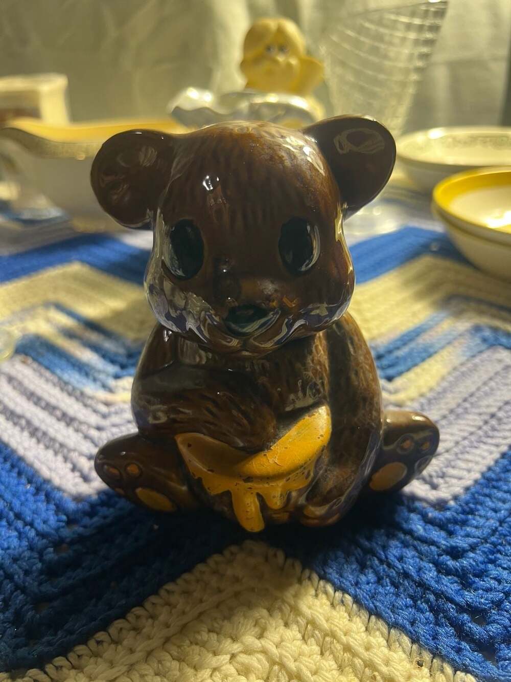 Vintage Ceramic Brown Bear Honey Jar Made In Taiwan 1950's